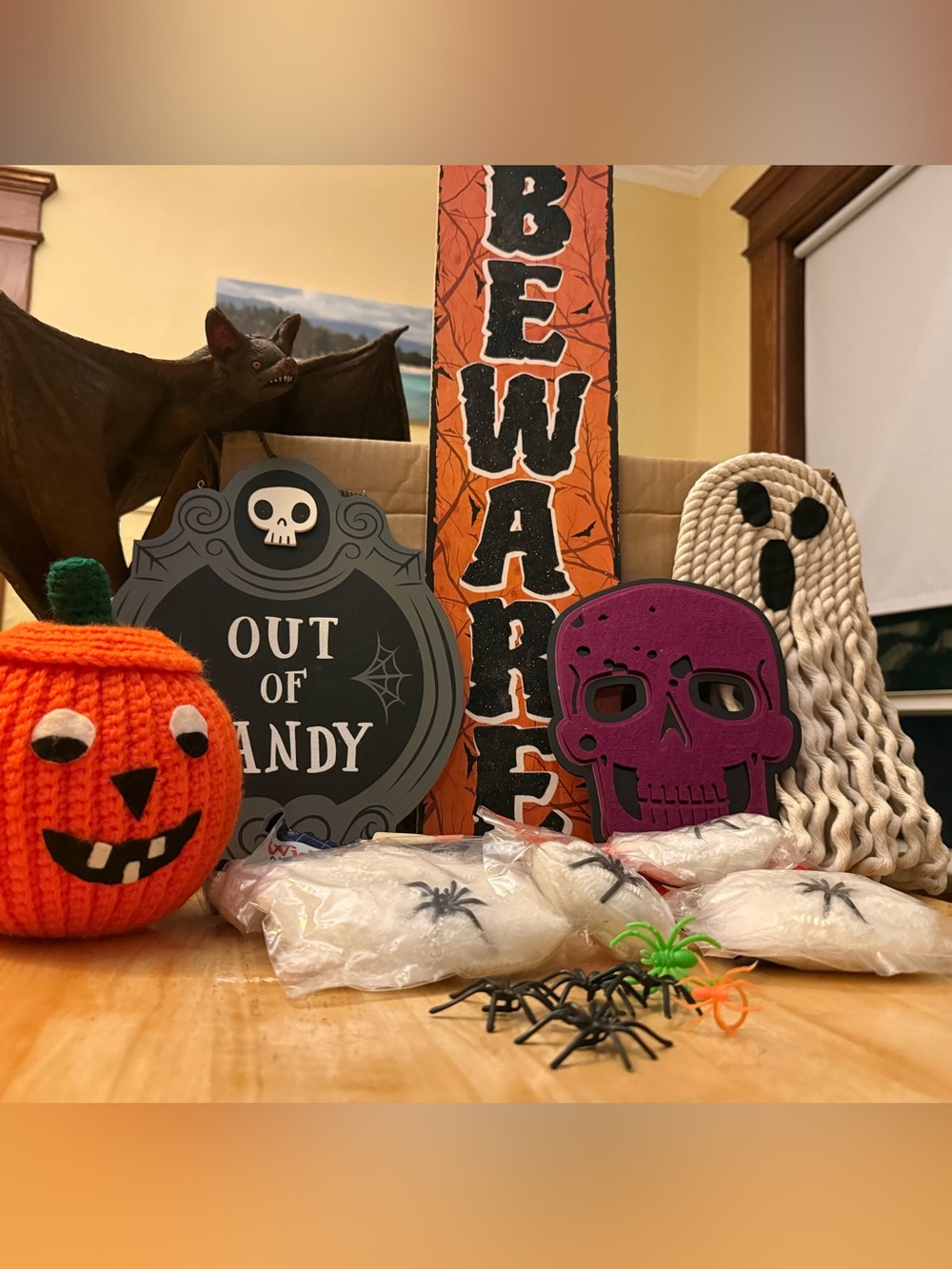 Vintage 90s Halloween Decor Lot Retro Bat Ghost Pumpkin Spider Web